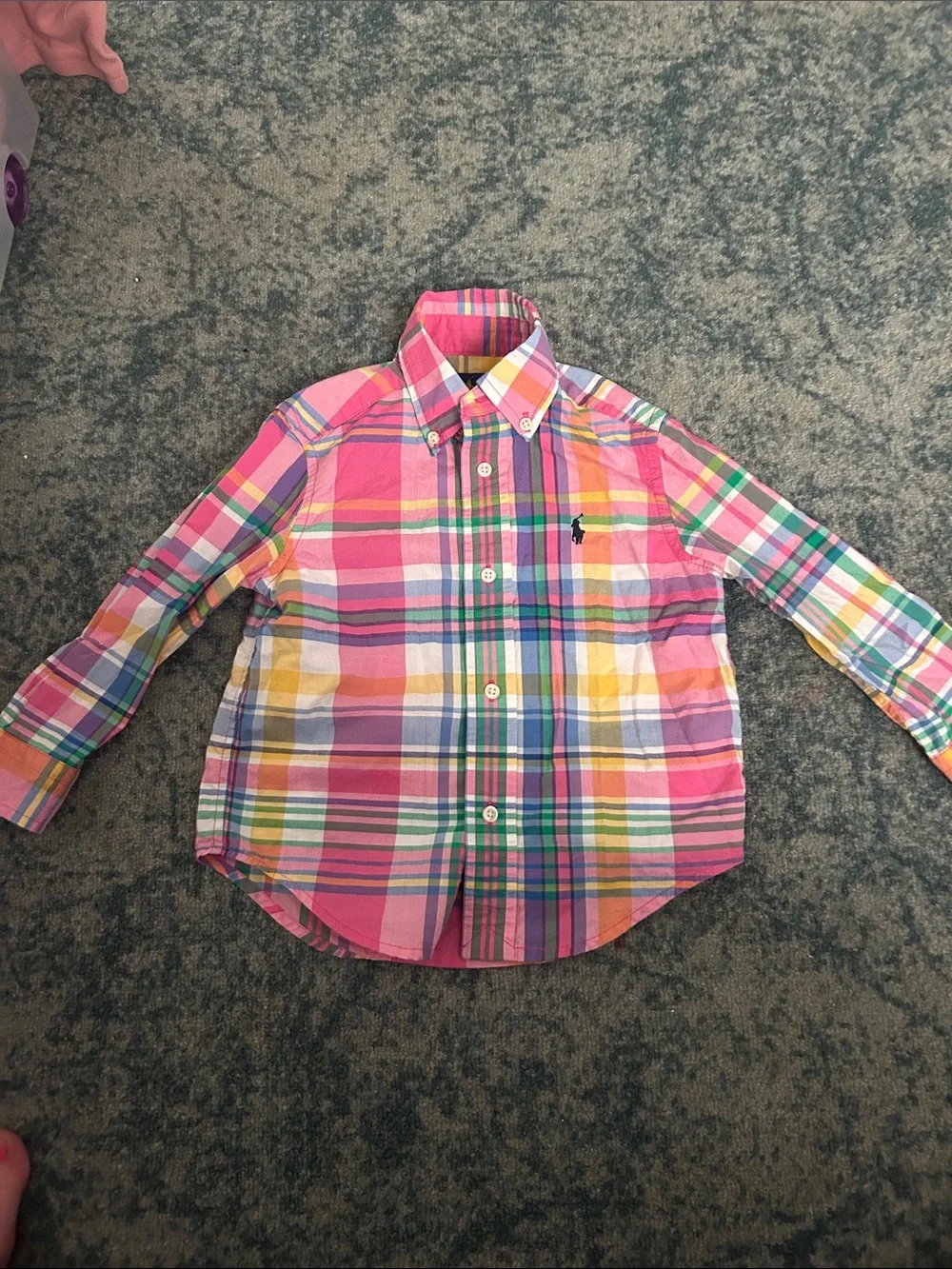 Ralph Lauren Pink Multicolor Plaid Button-Down Shirt for Kids